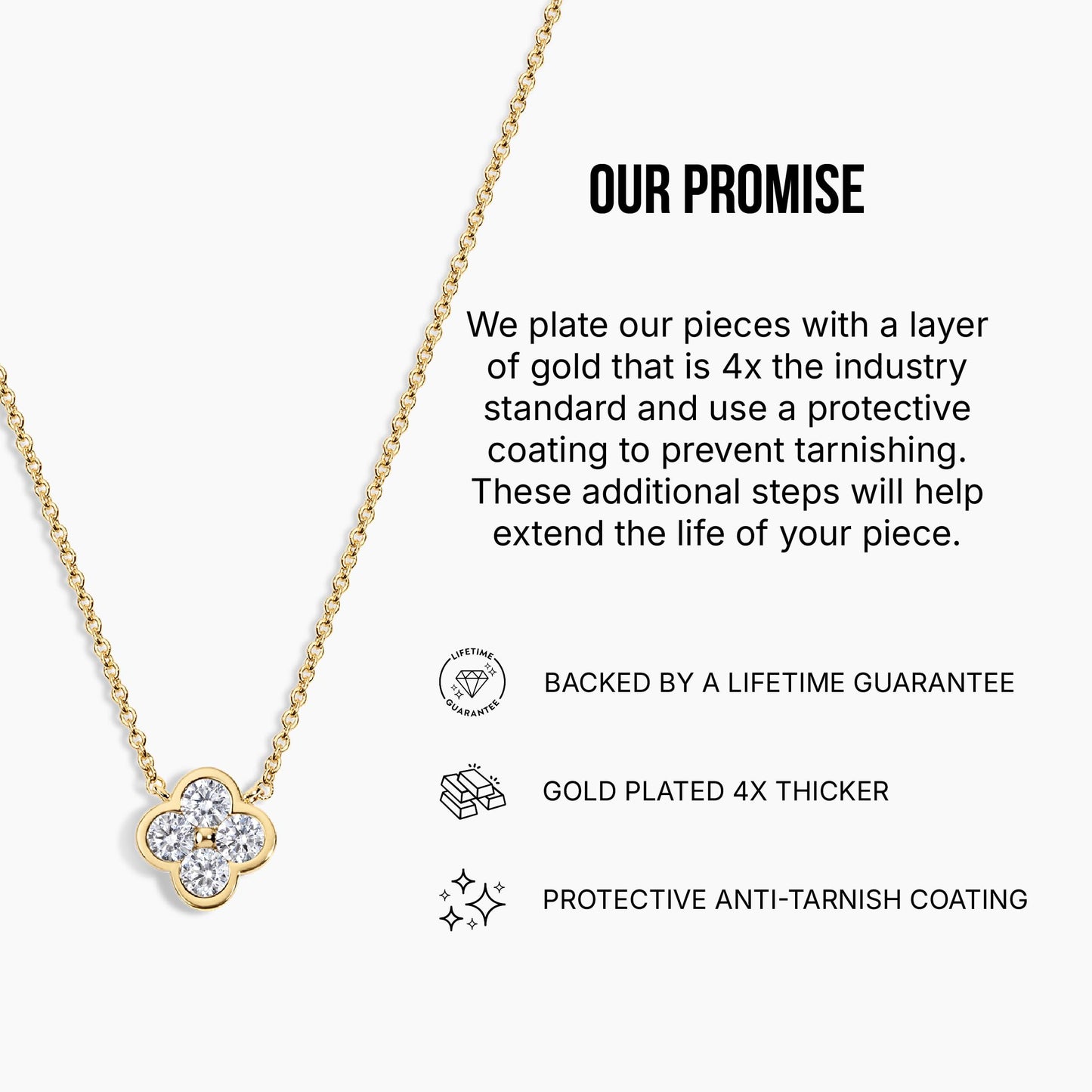 Electric Picks Camilla Clover Necklace for Women, 14k Gold Plated 4-Leaf Pendant Necklace, Designer-Inspired Lucky Charm Jewelry, Tarnish-Resistant Layering Necklace