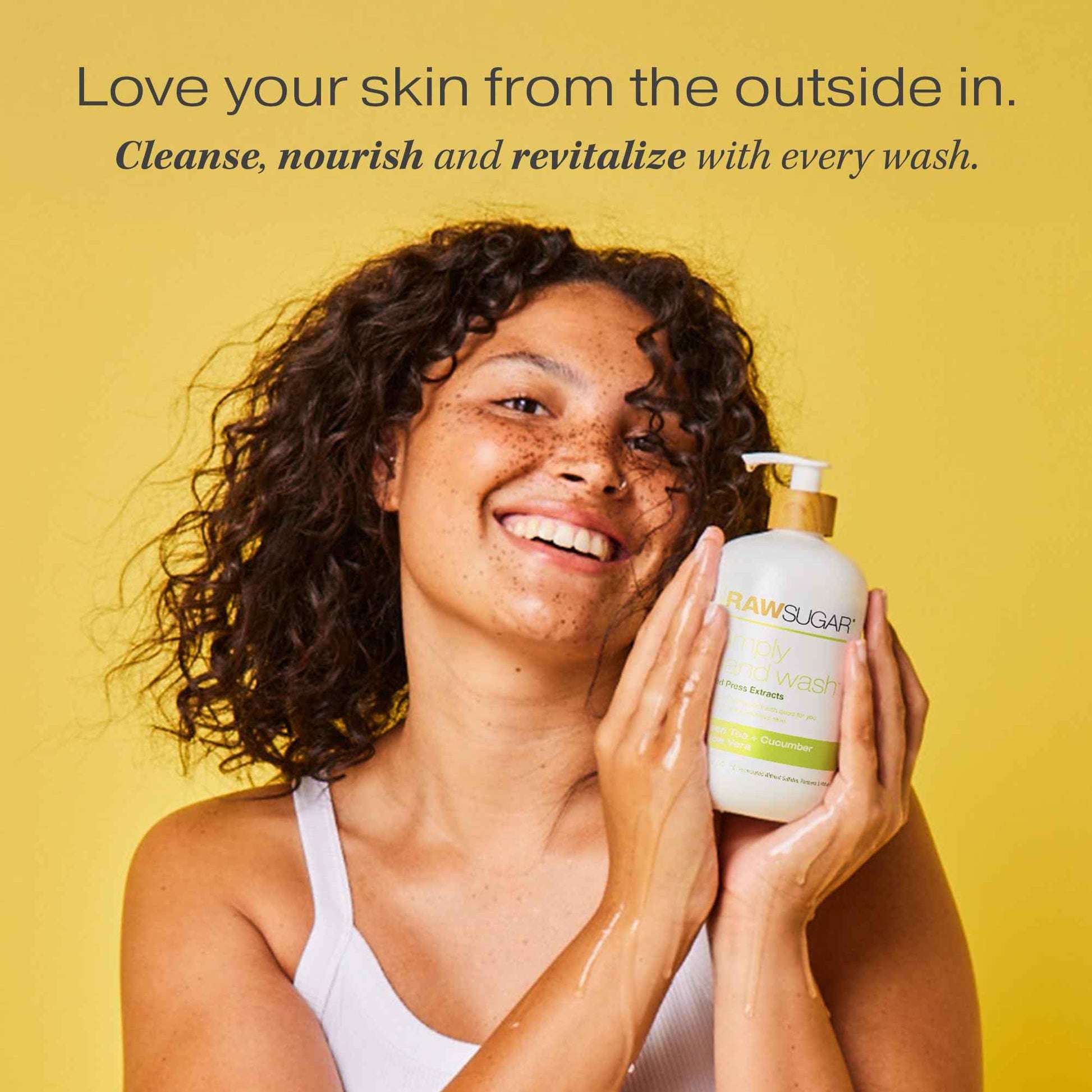 RAW SUGAR Simply Hand Wash, 16.9 Fl Oz (Pack of 4) Green Tea Liquid Hand Soap for Kitchen or Bathroom, Cleanses & Refreshes Hands, Formulated without Sulfates & Parabens