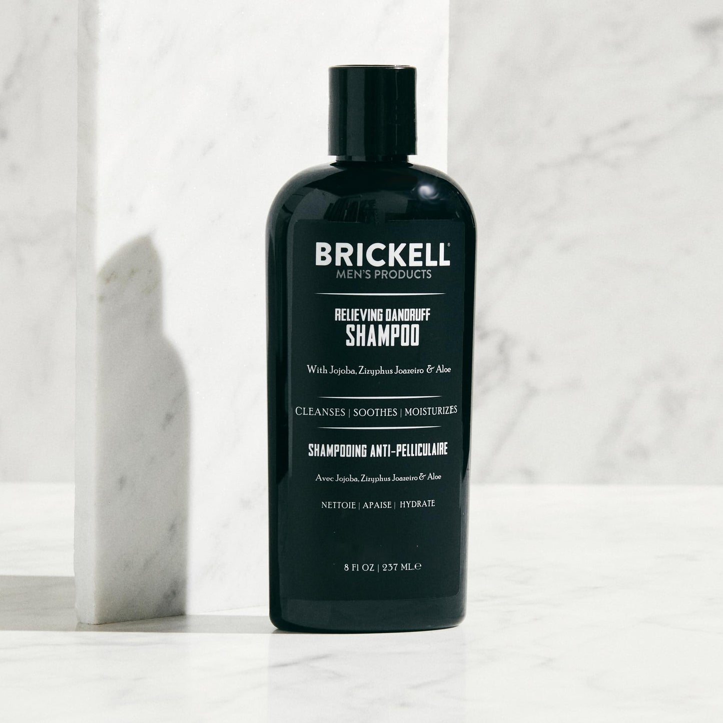 Brickell Men's Relieving Dandruff Shampoo For Men, Soothes and Eliminates Dandruff With Salicylic Acid, Ziziphus Joazeiro, and Aloe, 8oz, Scented