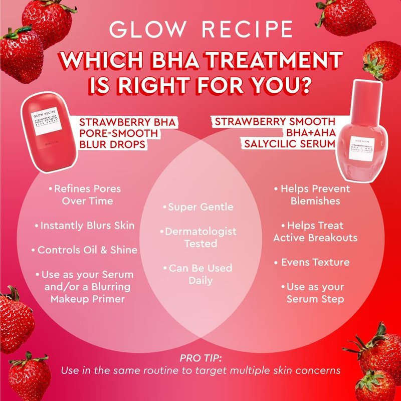 Glow Recipe Strawberry Salicylic Acid Serum - Korean BHA Acne Treatment for Blemishes | Pore Minimizing & Texture Smoothing (30ml)