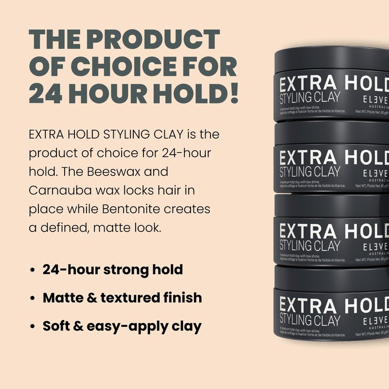 ELEVEN AUSTRALIA Extra Hold Styling Hair Clay for Men and Women - Maximum Hold, Matte Finish for Texture, Long-Lasting Definition, Ideal for Short to Medium Hair - 3 oz