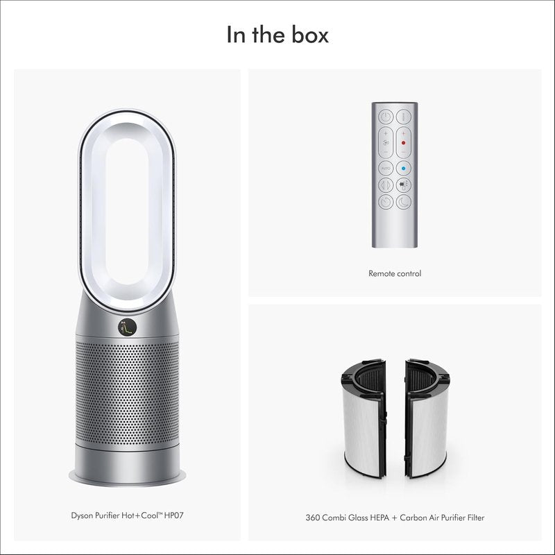 Dyson Air Purifier Hot+Cool HP07 - 3-in-1 Heater, Fan & Air Purifier | White/Silver, Large