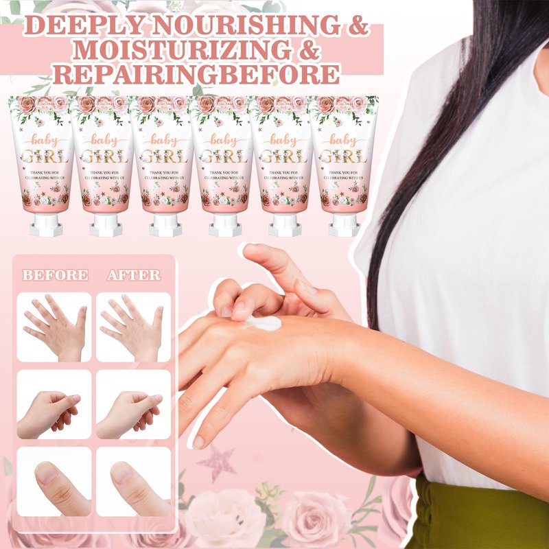 Dansib 48 Sets /144 Pcs Baby Shower Hand Cream Gift Party Favors for Guests Gift Bridal Wedding Thank You Gifts Bulk Mini Travel Size Hand Lotion Set for Guests(Baby Girl)