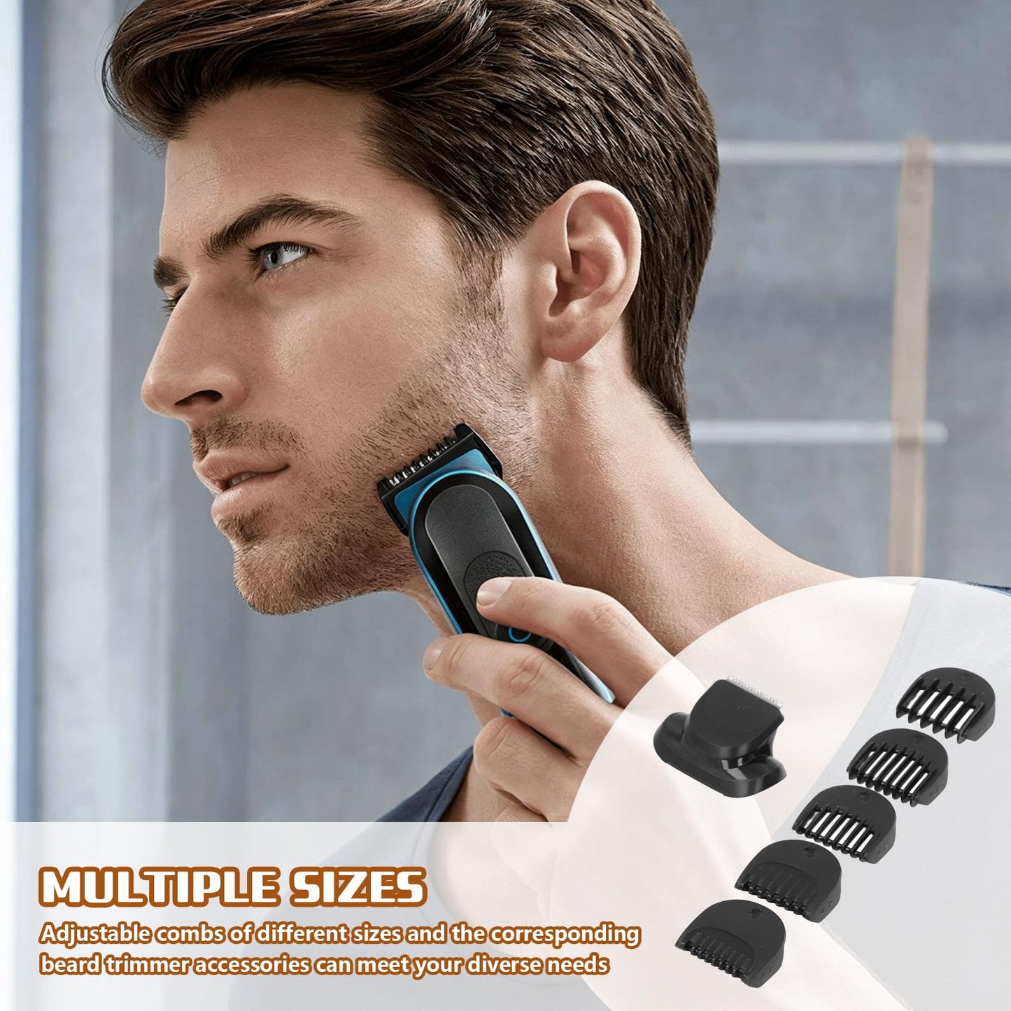 Luatoxry Beard Trimmer Head Replacement, Series 5/6/7 Replacement Beard Trimmer Guards with 5 Guards Combs Compatible with 5018s, 5020s, 5035s, 5049cs, 6020s, 6040cs, 7020s, 7025s