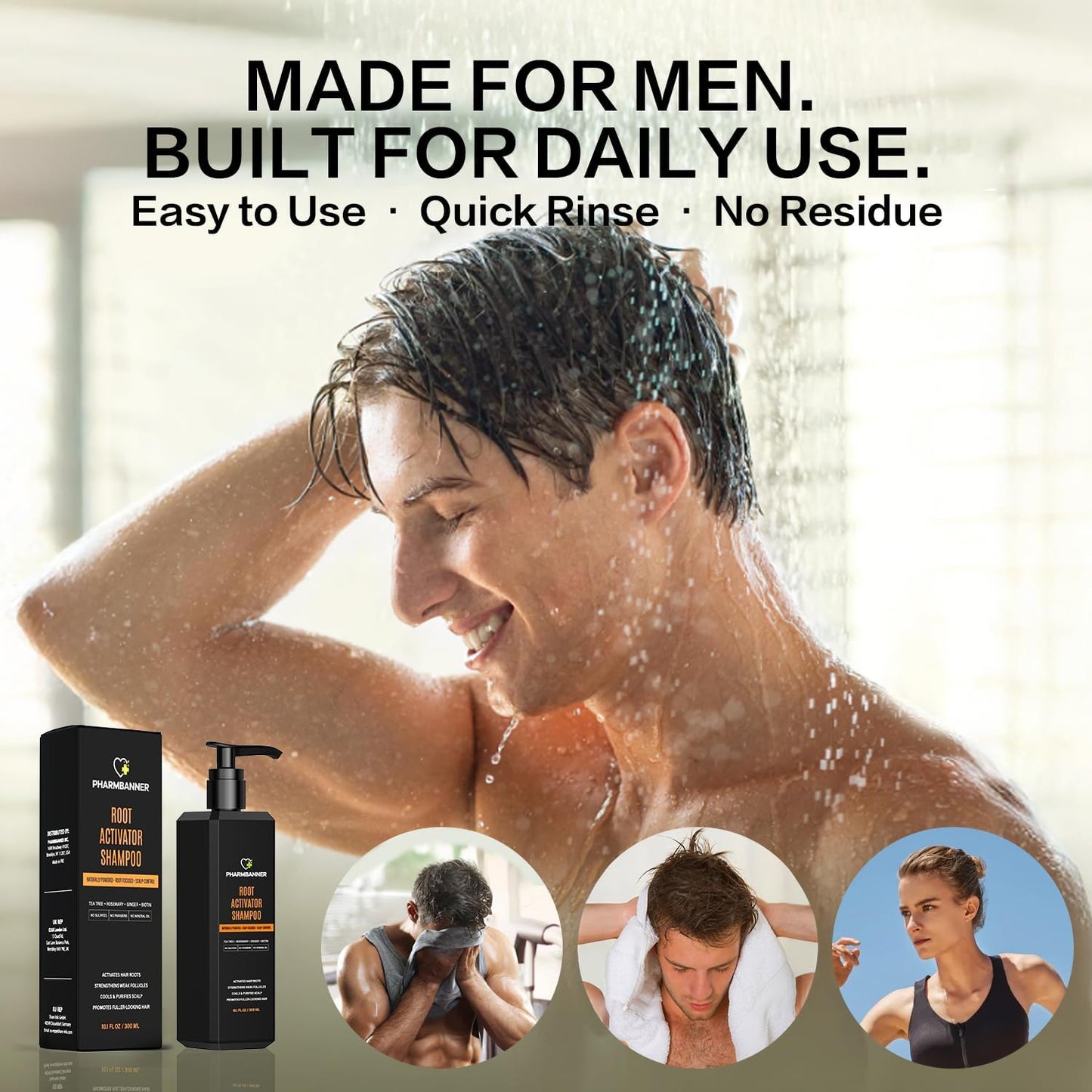 Root Activator Shampoo for Men: Hair Growth Shampoo for Thinning Hair - Natural Herbal Formula with Cooling Sensation -Hair Loss & Scalp Health