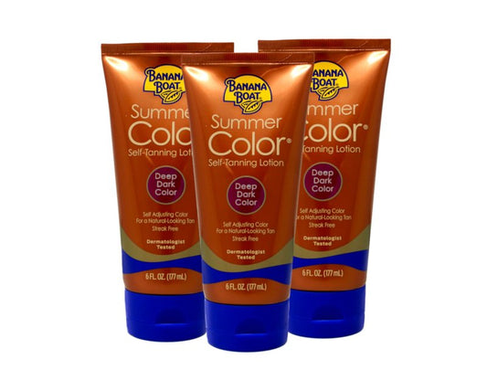 Banana Boat Summer Color Self Tanning Lotion, 6oz | Self Tanner, Deep Dark Color for All Skin Tones, Gradual Tanning Lotion, Sunless Tanner, 6oz (Pack of 3)