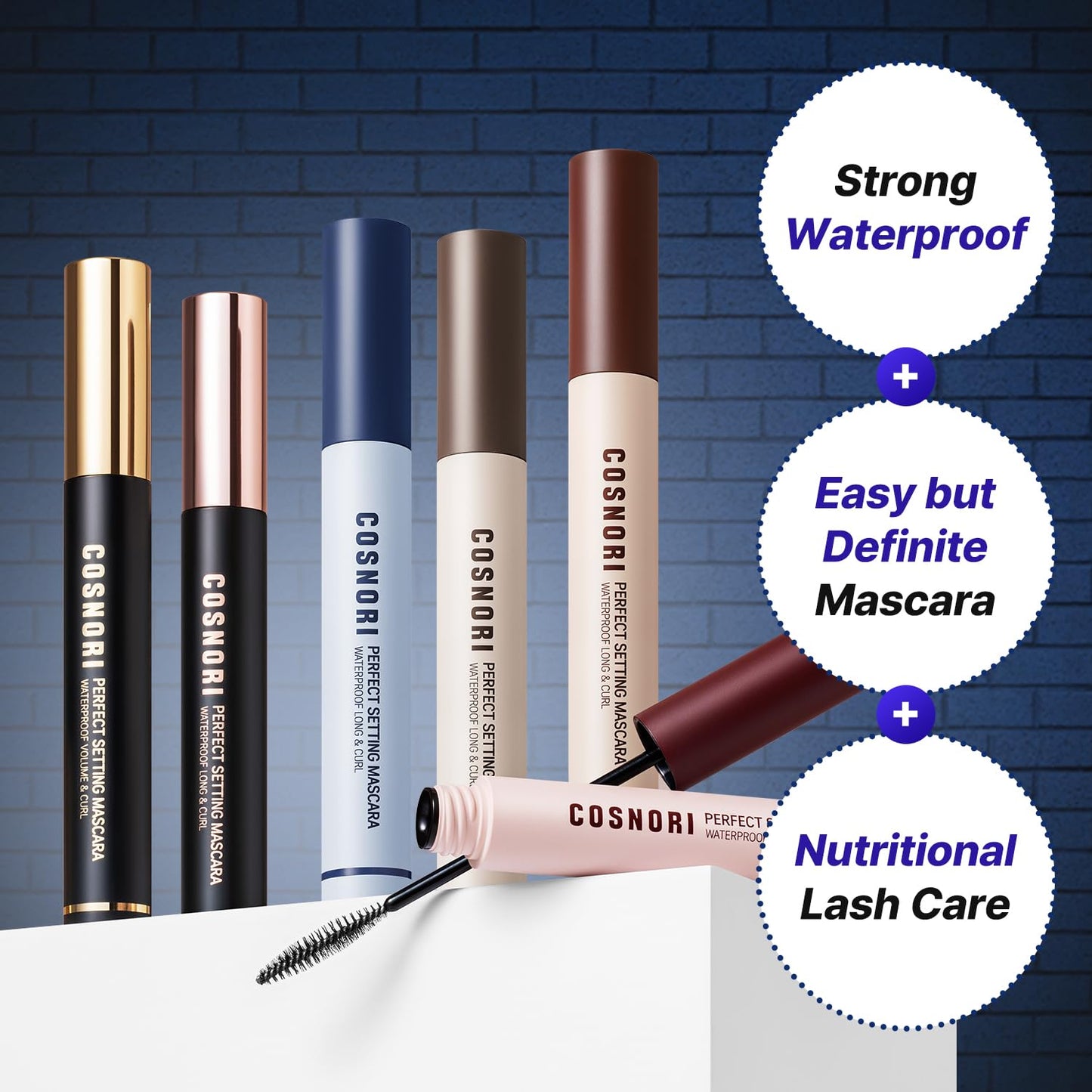 Perfect Setting Waterproof Mascara - Volumizing Black Formula for Thicker, Curling Lashes | 0.24 fl. oz.