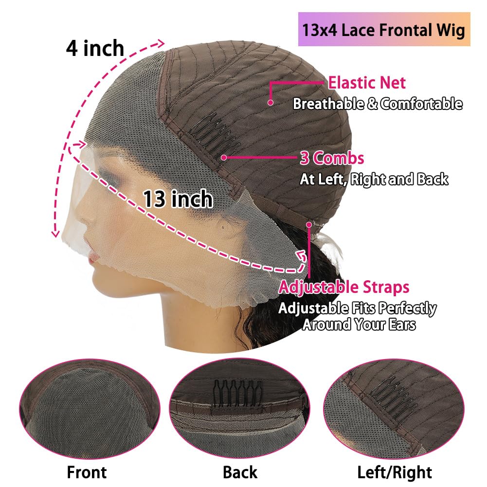 LAPIALA 10 Inch Short Bob Wig 13x4 Deep Wave Bob Wigs Human Hair 180% Density Deep Curly 100% Human Hair Wigs Pre Plucked Wet and Wavy Transparent Lace Frontal Wig for Women Natural Hairline