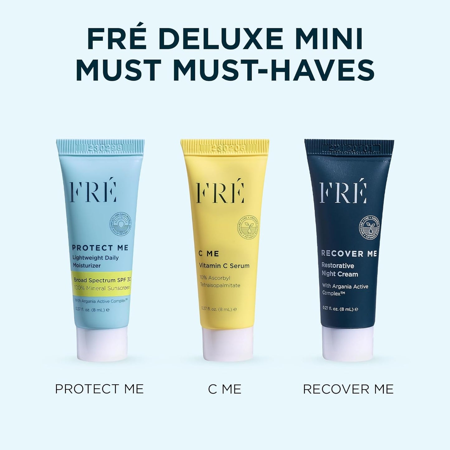 FRÉ Deluxe Mini Set - Travel-Size Clean Skincare Essentials | Vegan C ME Serum for Face & Body