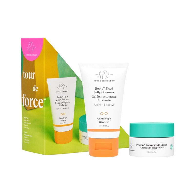 Drunk Elephant Travel Kit | Beste No.9 Jelly Cleanser & Protini Polypeptide Cream - Clean Clinical Skincare Gift Set