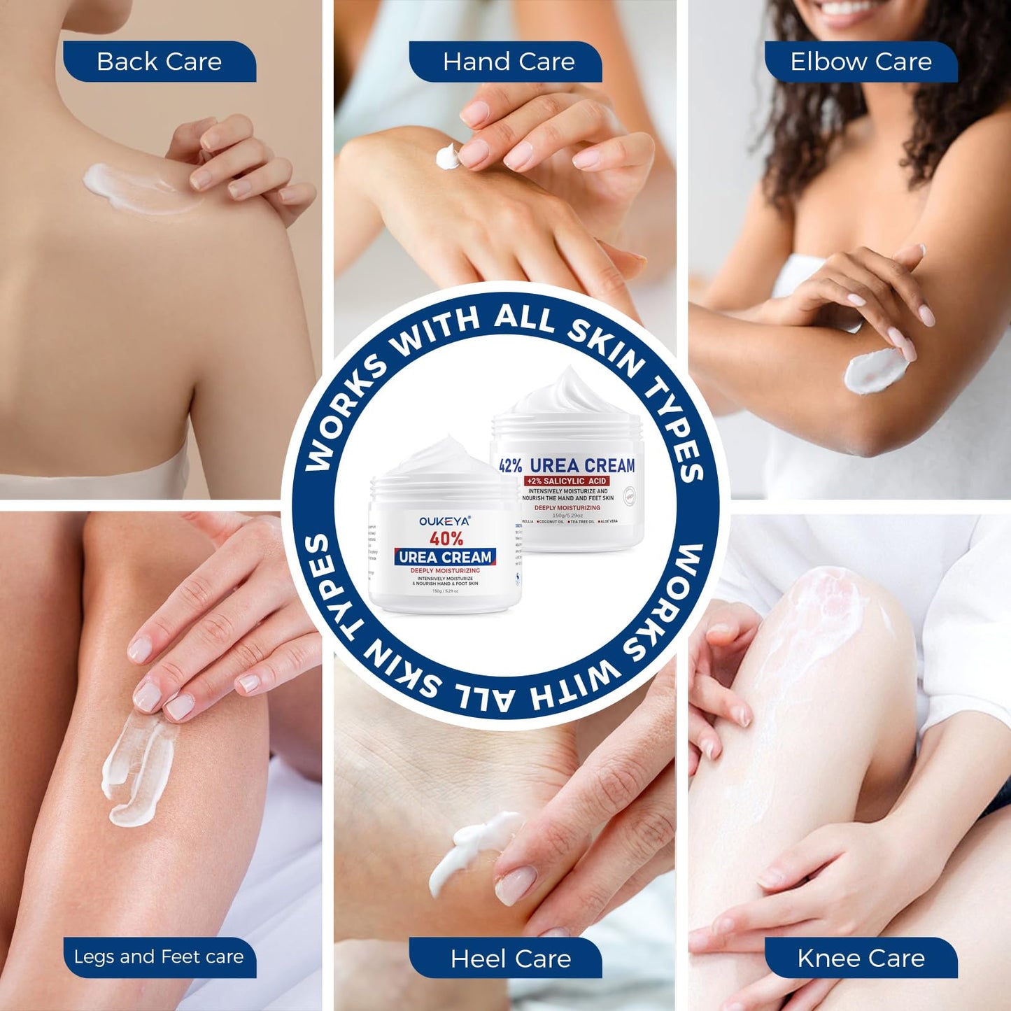 OUKEYA 42% plus Salicylic Acid 2% with 40 percent Urea Cream 40 percent Intensive Repair Treatment for Cracked Skin on Hands, Heels, Elbows, Relief for Dry FeetEnhanced Pump Dispenser Packaging 2 Pack