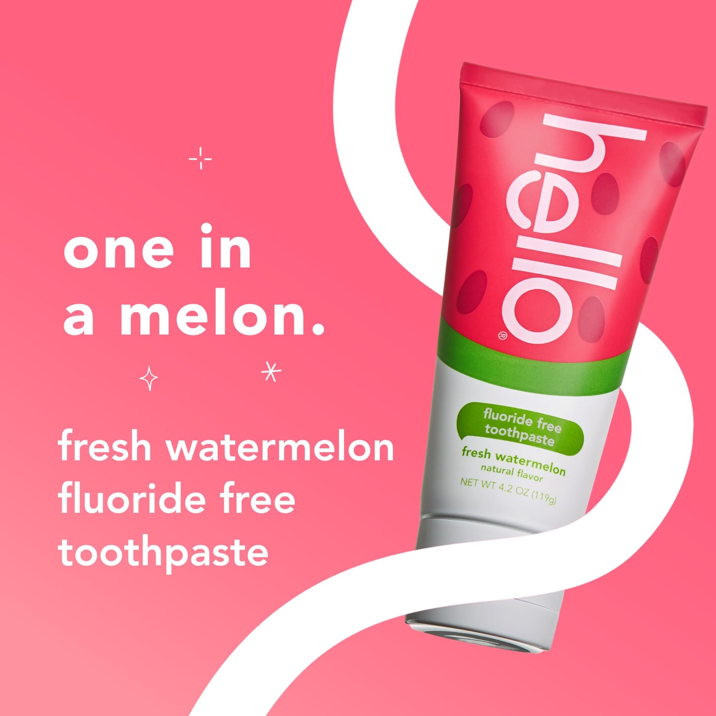 Hello Fresh Watermelon Fluoride Free Kids Toothpaste, 4.2 Oz Tube (Pack of 3)