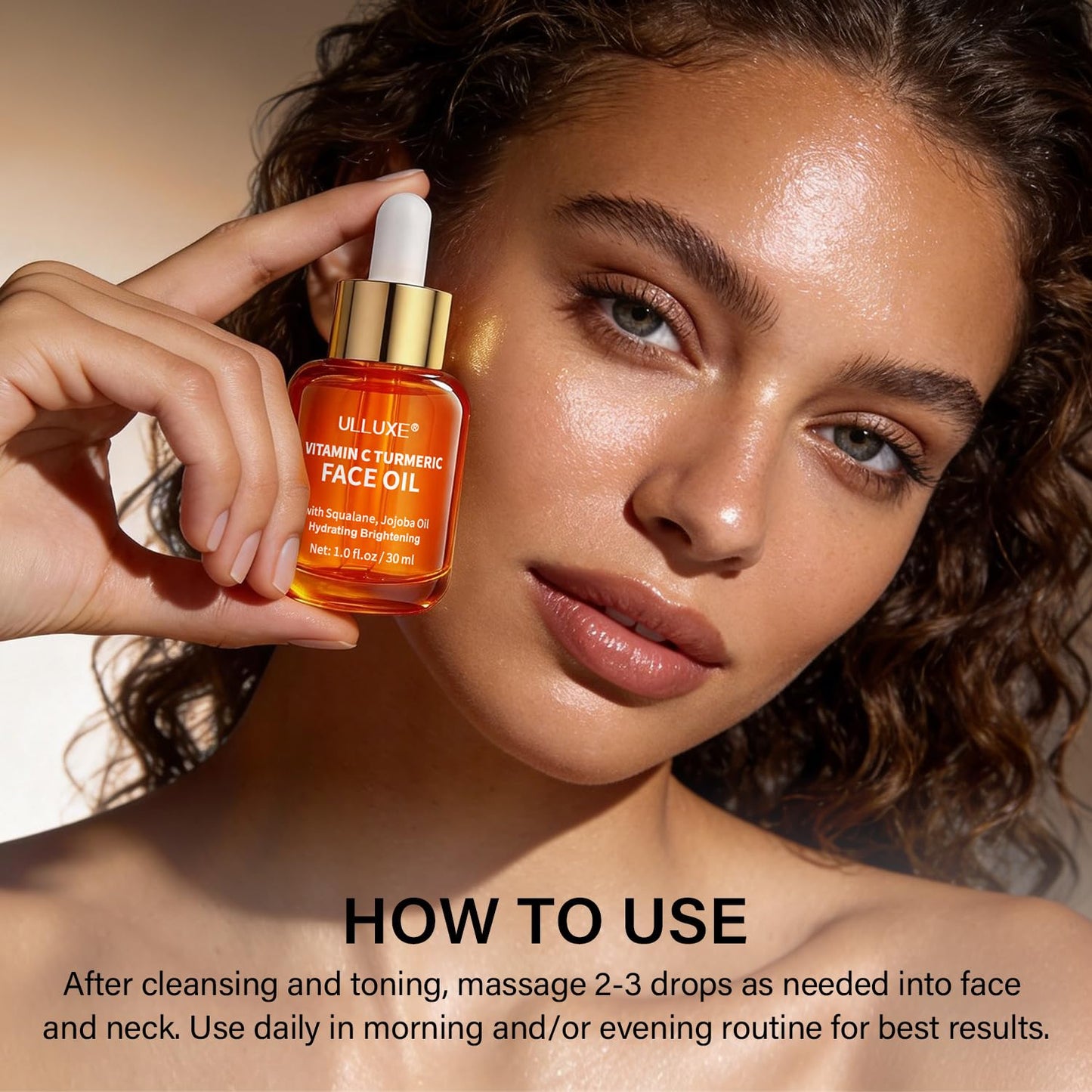 Vitamin C Turmeric Face Oil, Brightening & Hydrating Facial Oil, Nourishing & Anti-Aging with Jojoba Oil & Squalane for Dark Spots, Dry Skin, Wrinkles & Uneven Skin Tone, for All Skin Types, 1 Fl Oz