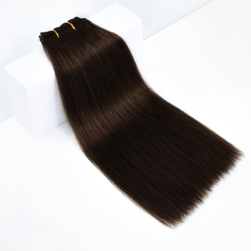 Rose bud Clip in Hair Extensions Real Human Hair 7Pcs 16Clips 14Inch 130g Natural Thick Hair Extensions Human Hair Dark Brown