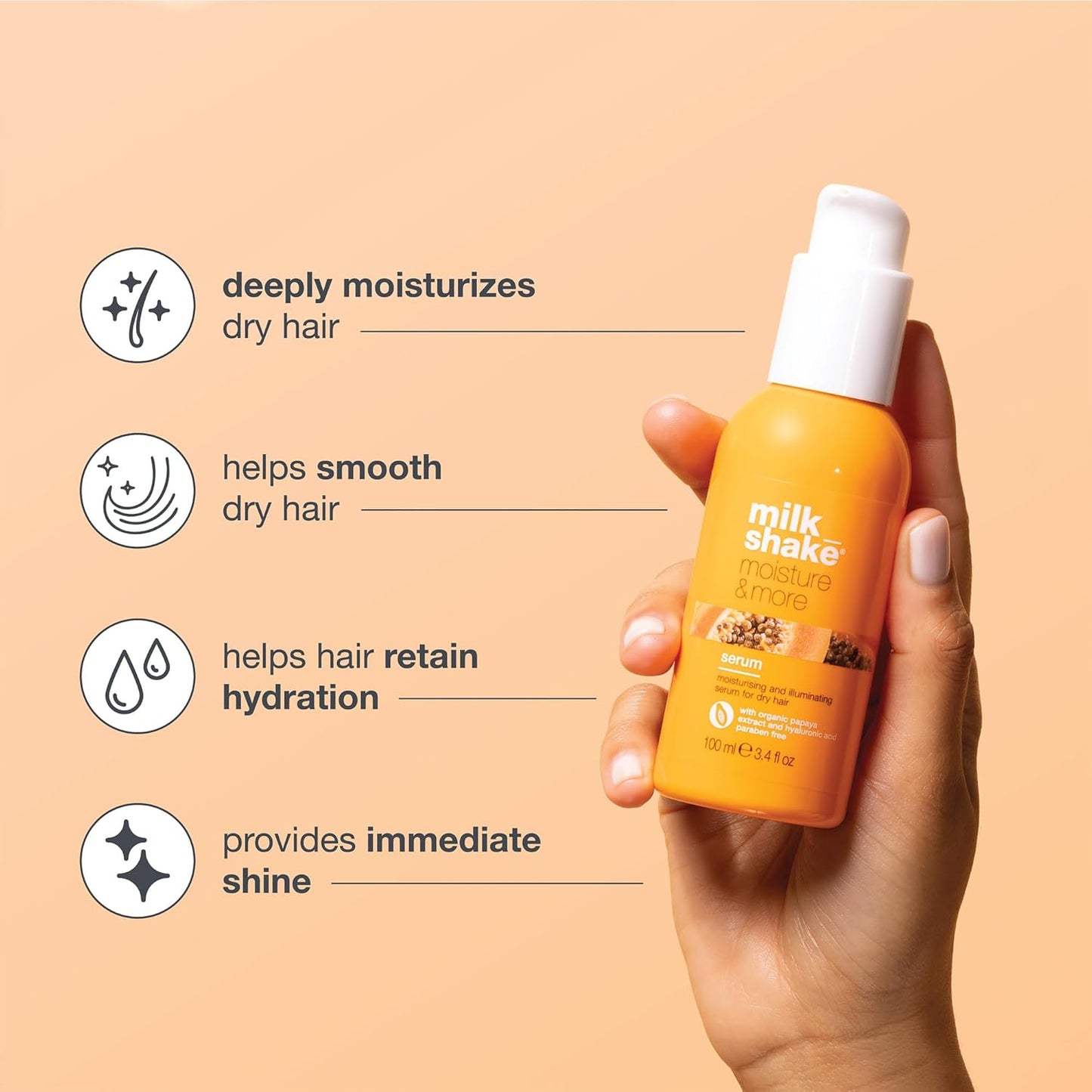 Moisture & More Serum - Hydrating Leave-In Treatment for Dry Hair | Milk Proteins & Hyaluronic Acid | 3.4 Fl Oz