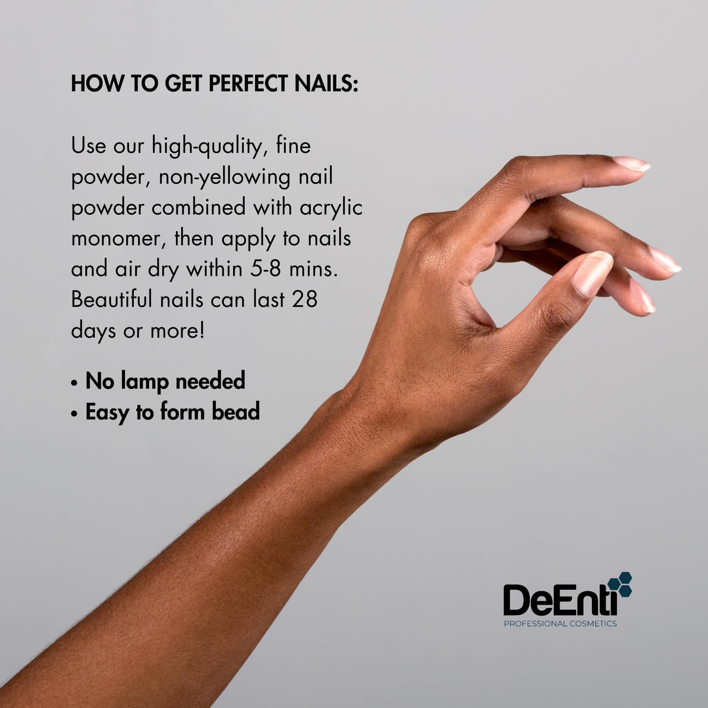 DeEnti Acrylic Nail Powder - 4oz Dark Nude|Professional Grade, Bubble-Free Acrylic Powder for Nails | Long-Lasting, Chip-Resistant Nail Acrylic Powder for Carving, Extensions & Fake Nails