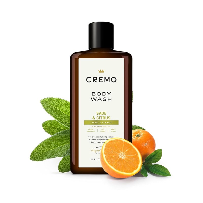 Cremo Sage & Citrus Body Wash - Revitalizing Mandarin & Cedar Blend | 16 Fl Oz (2-Pack)