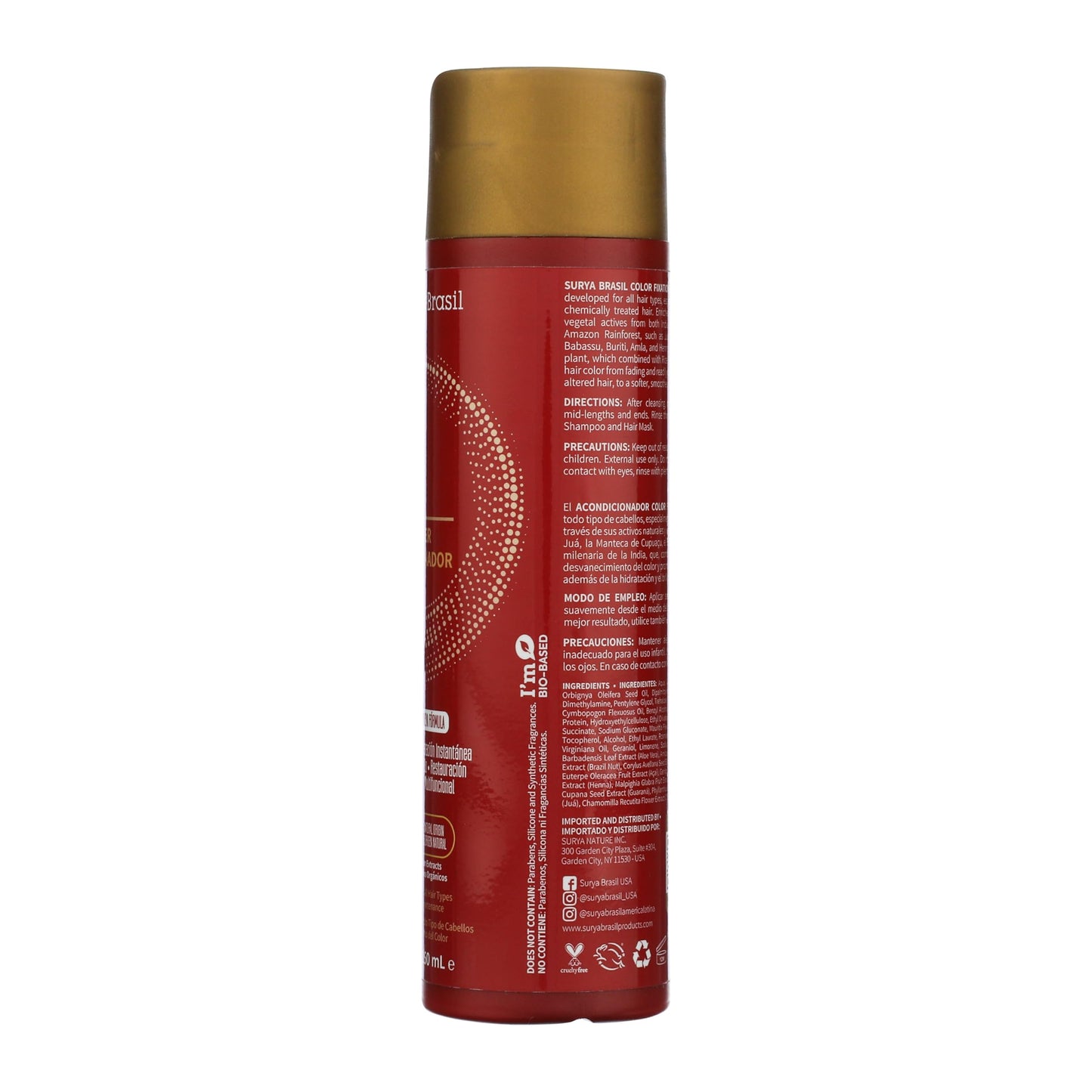 Surya Brasil Color Fixation Restorative Conditioner - 98% Natural Ingredients, Deep Hydration, Detangling, Color Protection, 8.45 oz