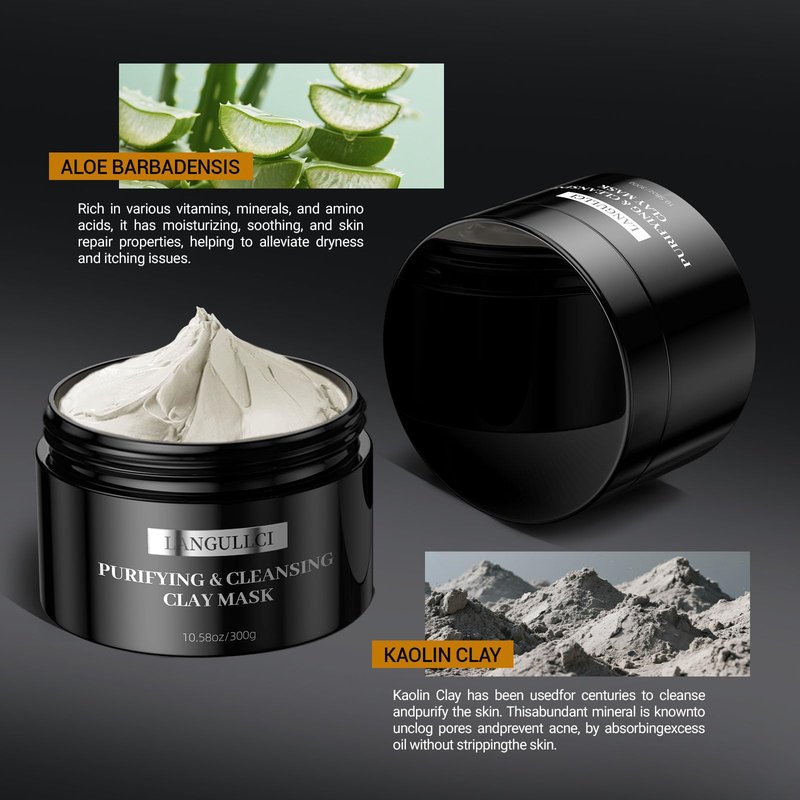 Clay Mask & Mud Face Mask – Purifying Kaolin Clay Mask, Blackhead Remover & Oil Control for Sensitive, Oily & Dry Skin | Detoxifying Pore Cleanser & Scrub | Helps Reduce Pores & Acne | 10.5 oz