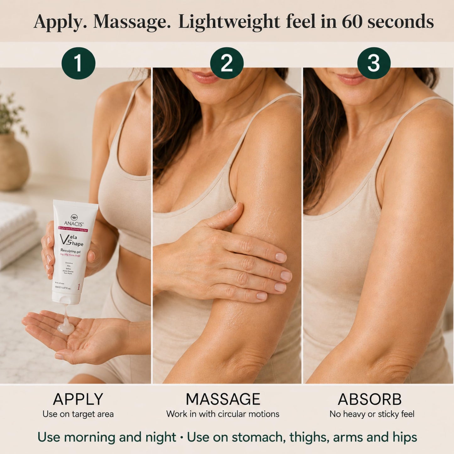 ANACIS Anti Cellulite Cream – Hot Body Firming Gel for Smoother Looking Skin, Improves Appearance of Uneven Texture & Elasticity, Warming Body Cream for Thighs & Stomach, 5.07 Oz