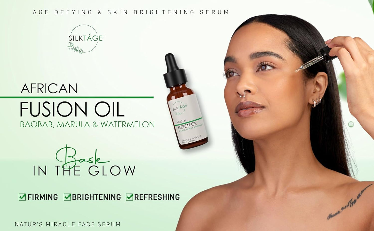 African Fusion Oil - Nourishing Face Serum with Marula, Baobab & Moringa | 1 Fl Oz