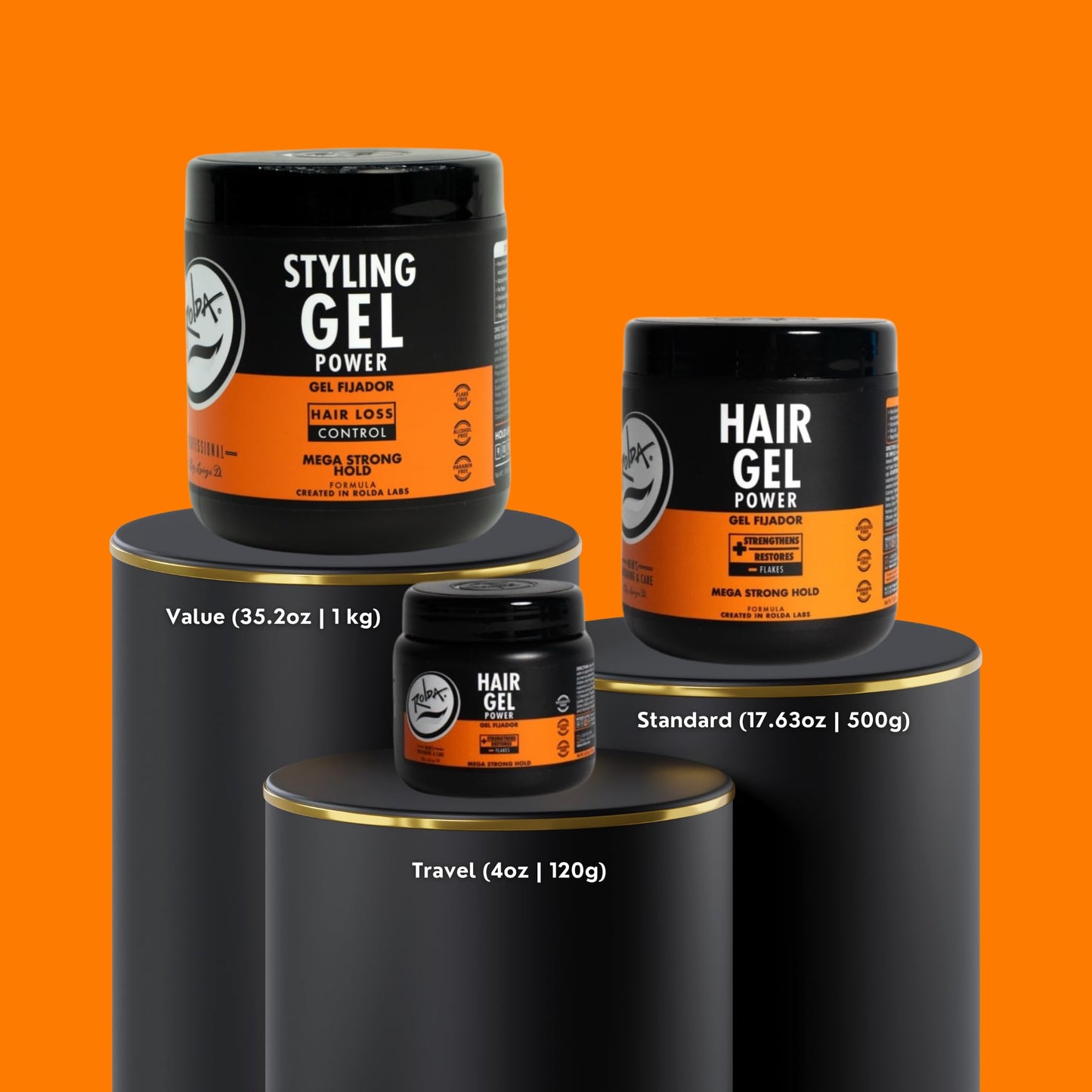 Rolda Power Strong Hold Hair Gel for Men - Styling Gel Formula for Wet Look - High Shine, Strengthening & Hair Loss Control - Alcohol & Residue Free (35.2 oz)