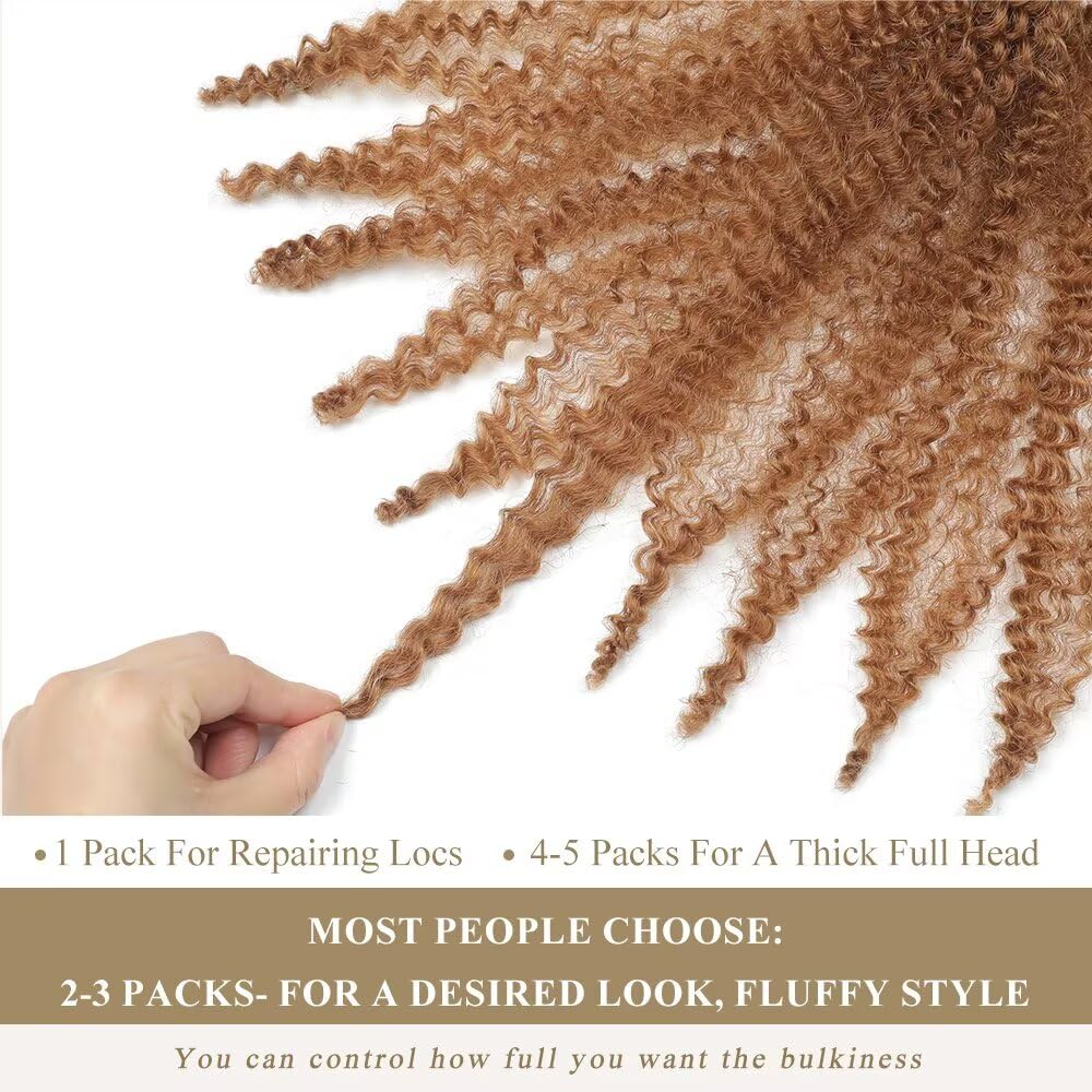 Spring Twist Hair - Afro Kinky Bulk Human Hair Bundles | 12 Inch Ginger Marley Twist for Crochet & Braiding