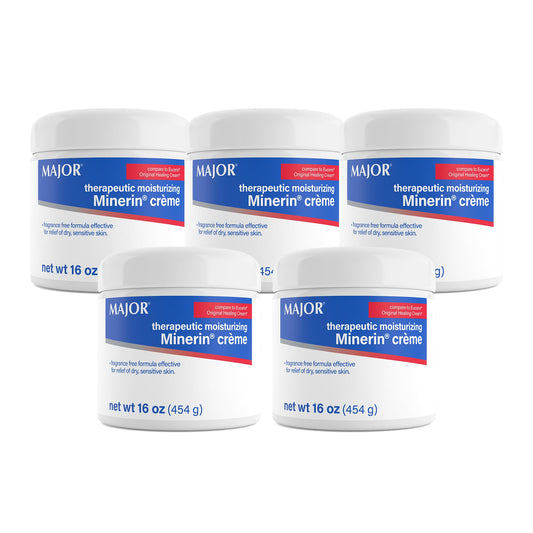 MAJOR Therapeutic Moisturizing Minerin Créme - Body Cream Moisturizer for Dry Skin - Fragrance-Free - 16 Oz. (5 Pack)