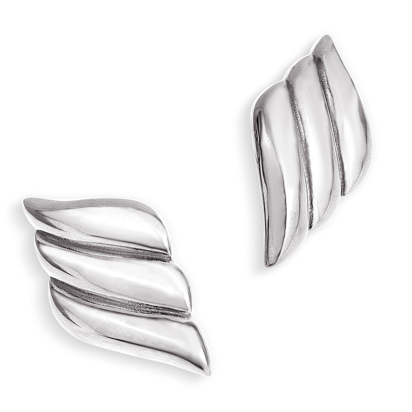 JeanBeau Chunky Silver Large Feather Stud Earrings for Women, Trendy Statement Wing Textured Lightweight Hypoallergenic Earing Prom Fashion Jewelry Gift