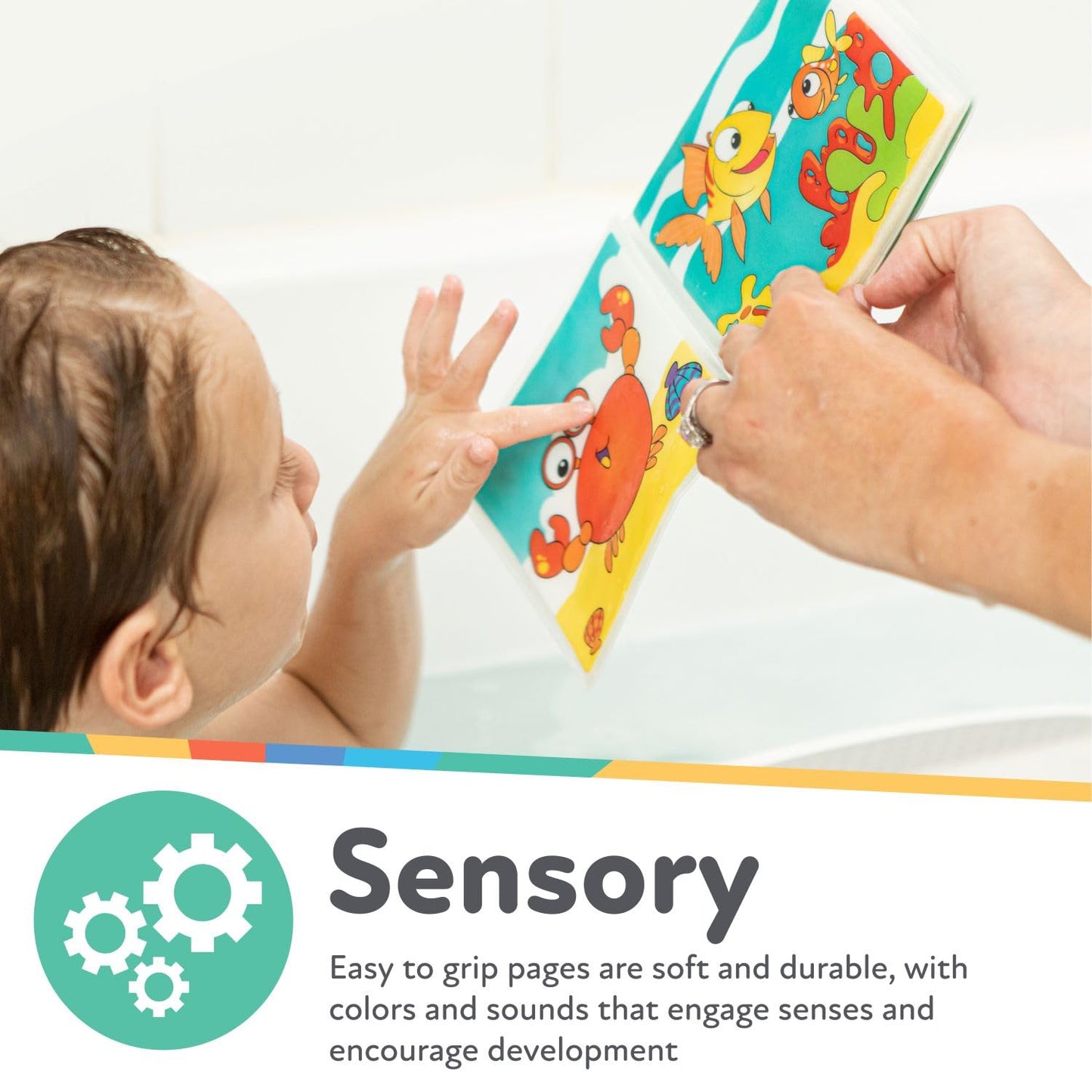 Nuby Bath Fun Time Book with Water-Proof Pages and Surprise Squeaker, Early Education, 0 M+ (Prints May Vary)