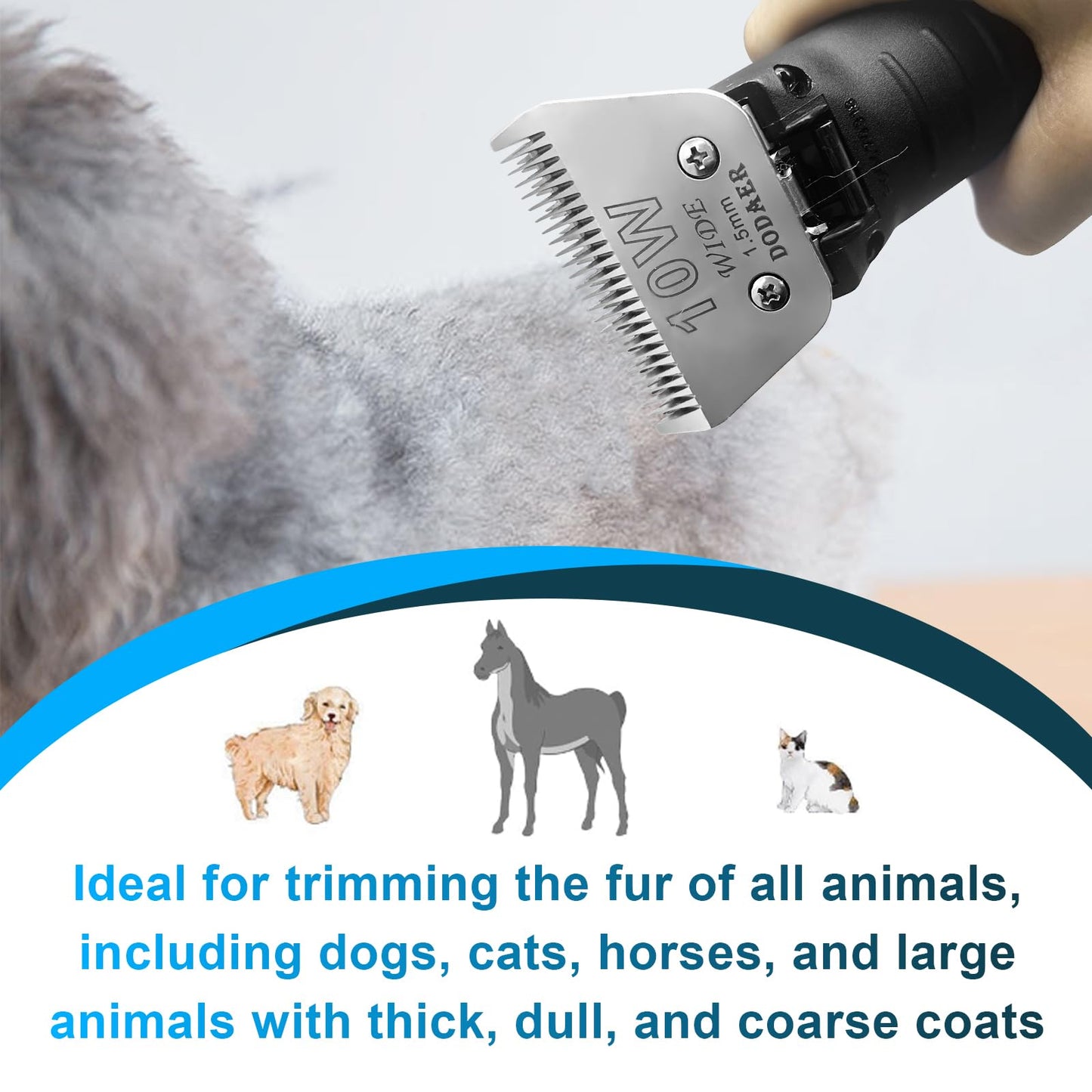 Newbulu Sizi 10W Dog Grooming Clipper Replacement Blades, Compatible with Ainds, Oster A5, Wahl Km10 and Other Series Clippers, Blade Size-10W Cut Length 1/16"(1.5mm)