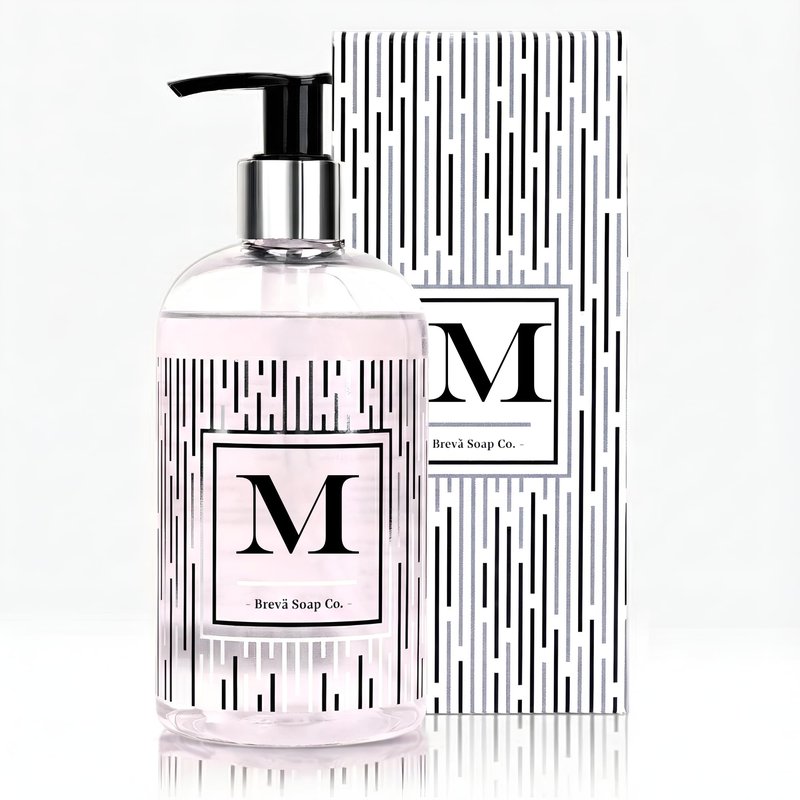Brevä Soap Co. Monogrammed Luxury Liquid Hand Soap | Choose from Letters A to Z | Citrus Bloom Scent | Personalized Liquid Hand Wash for Bathroom & Kitchen |12 oz - Letter M (Pack of 1)