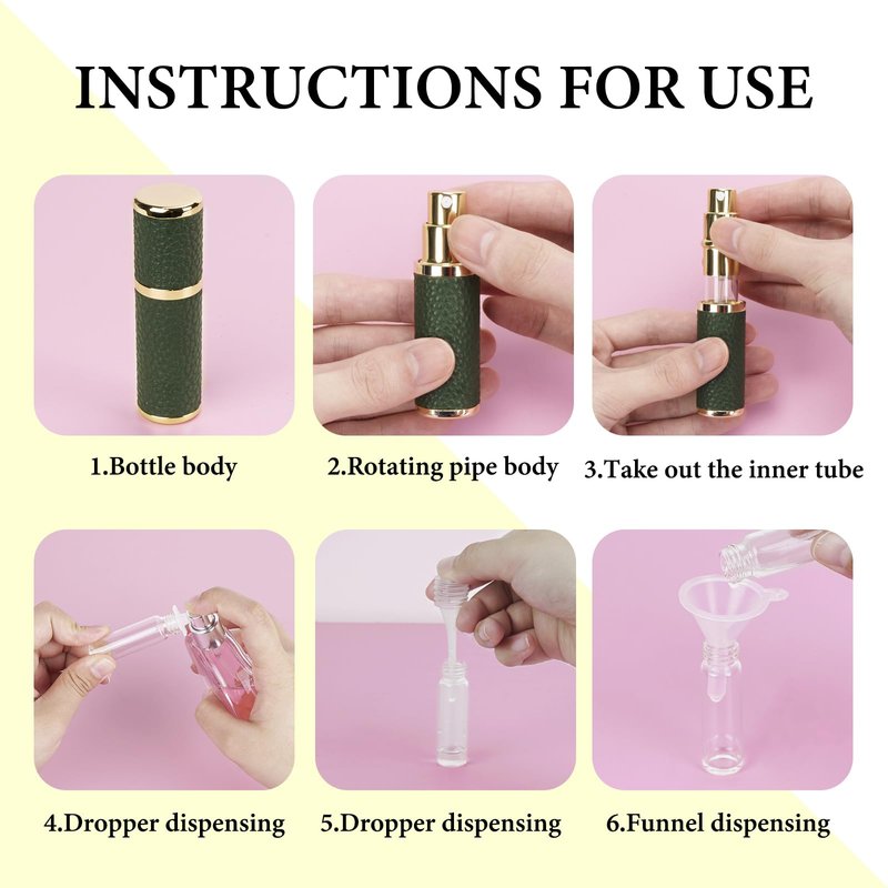 LUEXBOX 7 Pack Portable Perfume Bottle for Travel, Mini Refillable Perfume Dispenser, 5ml Faux Leather Leak Proof Perfume Atomizers Bottles Sprayer for Pocket Perfume