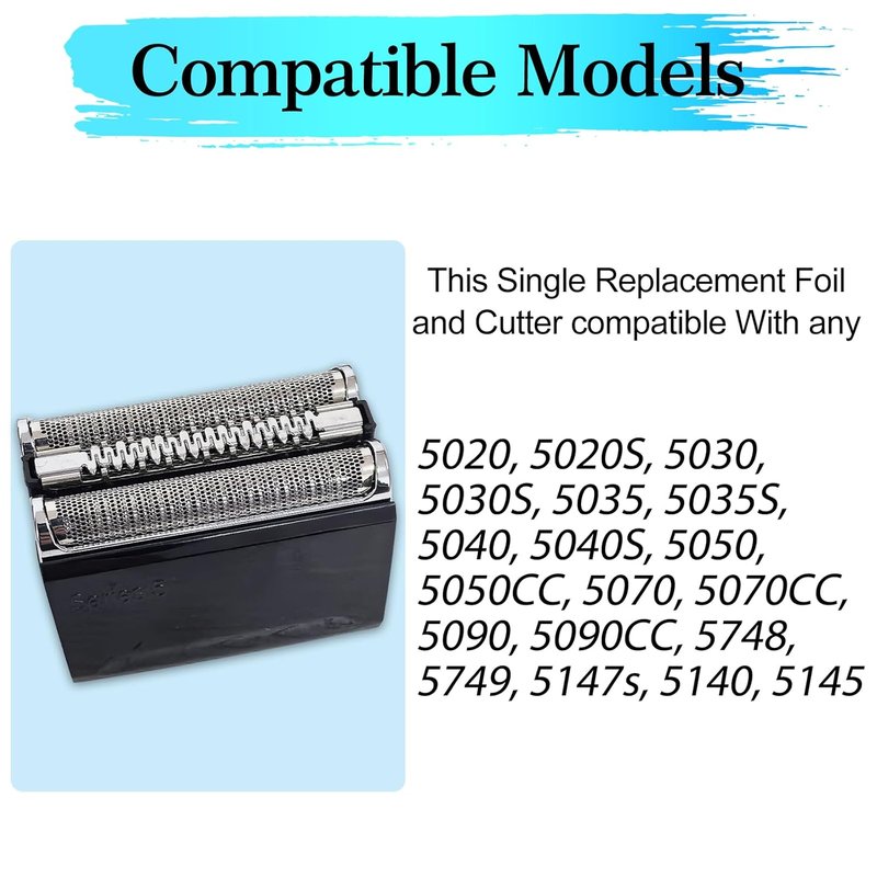 52B Replacement Head for Braun Series 5 Electric Shaver - Wet & Dry Foil Cutter Compatible with Models 5020, 5030, 5040