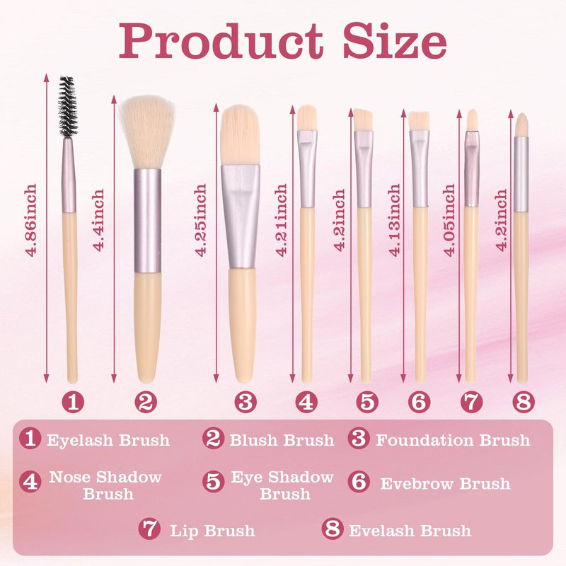 20 Sets Pink Travel Makeup Brush Set Bulk Synthetic Fiber Makeup Brushes Set Bridesmaid Gift for Wedding Bridal Shower Favors Bachelorette Party Gift (Ivory Beige)