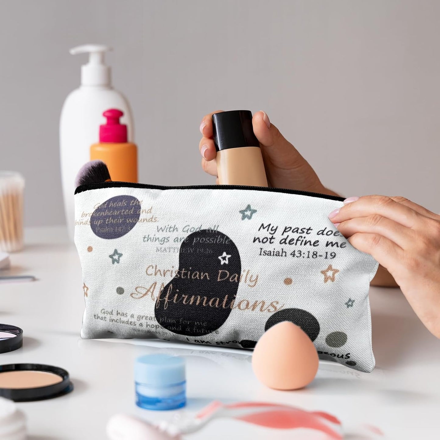 Christian Cosmetic Bags - 24 Pack Bible Verse Makeup Pouches | Inspirational Travel & Journaling Accessories