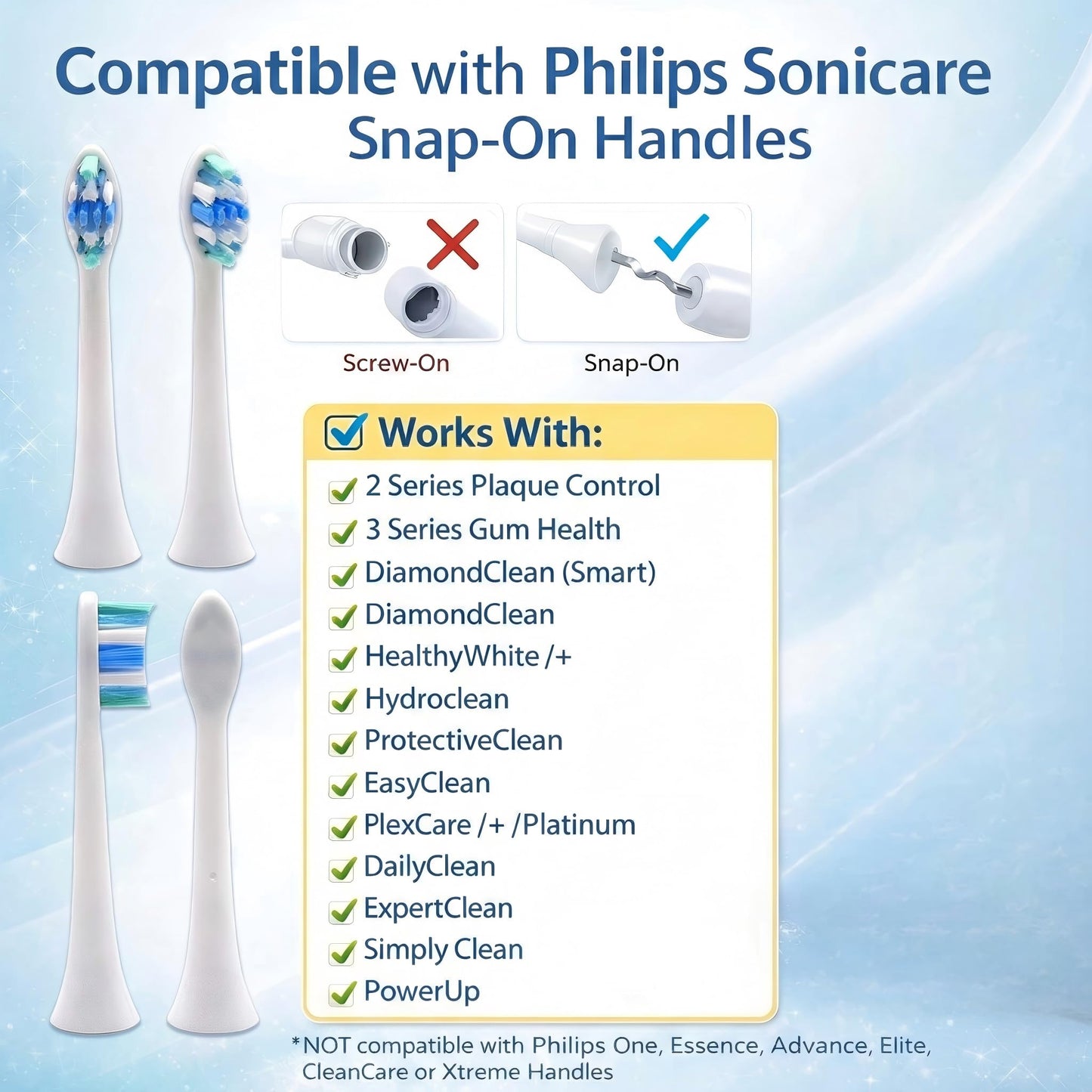 8 Pack Replacement Toothbrush Heads Compatible with Philips Sonicare, Dupont Bristle Electric Toothbrush Replacement Heads, High Density Refills for Plaque Control, White