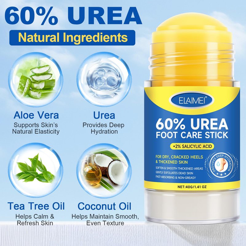 ConfidMiss Foot Care Stick with 60% Urea 2% Salicylic Acid Aloe Vera coconut tea tree oil, Foot Callus Dead Hard Skin Remover Moisturizer for Rough Dry Cracked Feet, Knees, Elbows, Hands Repair Stick