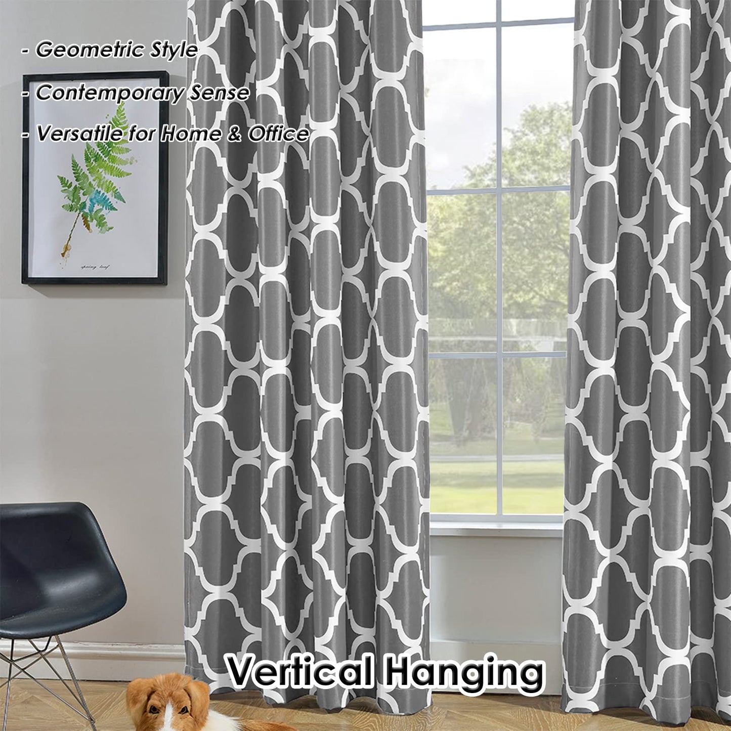 Melodieux Moroccan Fashion Room Darkening Blackout Grommet Top Curtains, 52 by 63 Inch, Grey (1 Panel)