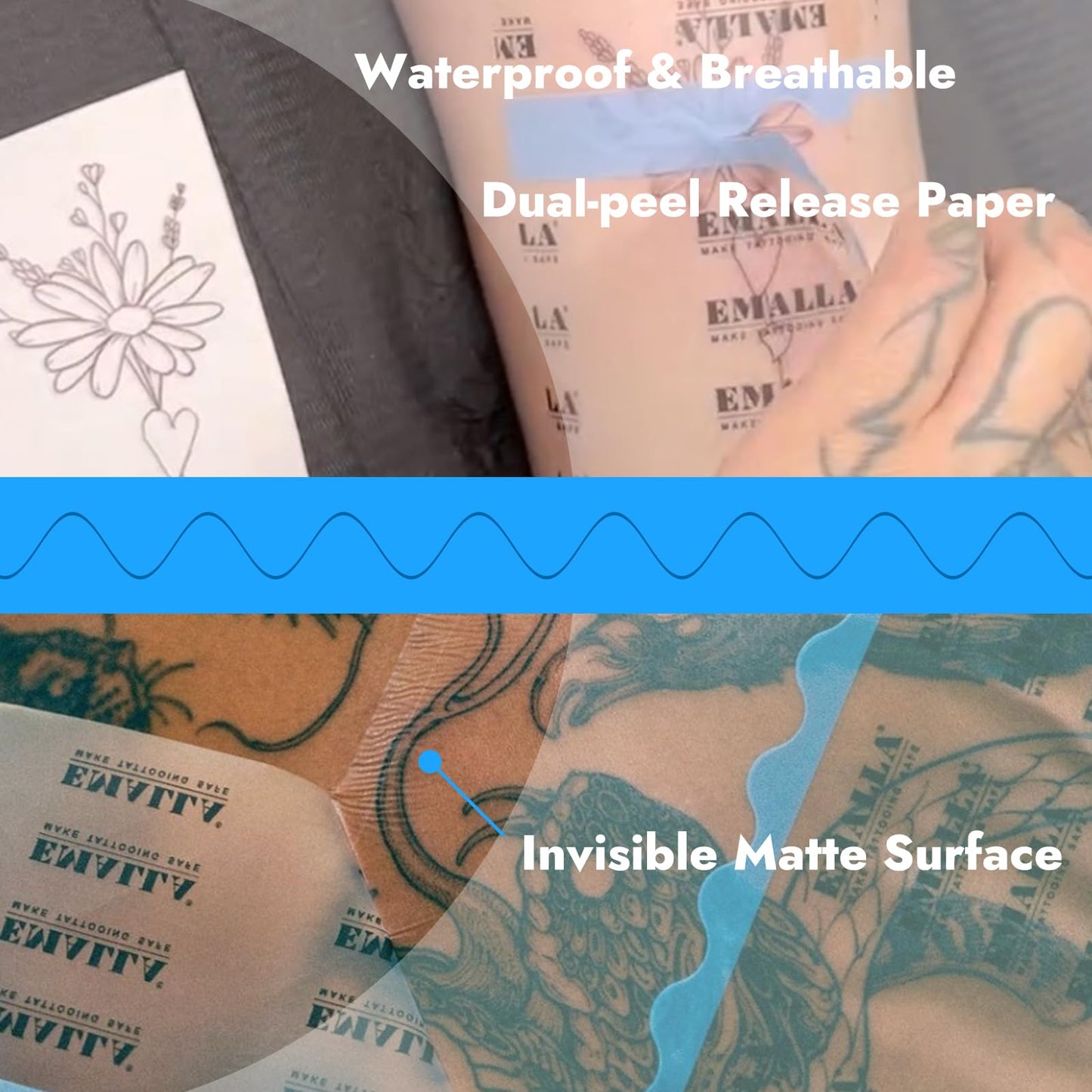 Tattoo Aftercare Bandage - 5.9“ X 10.9 Yards Second Skin Tattoo Cover Invisible Matte Latex-Free Waterproof Tattoo Bandages Tattoo Wraps for Healing Tattoo Protection Film
