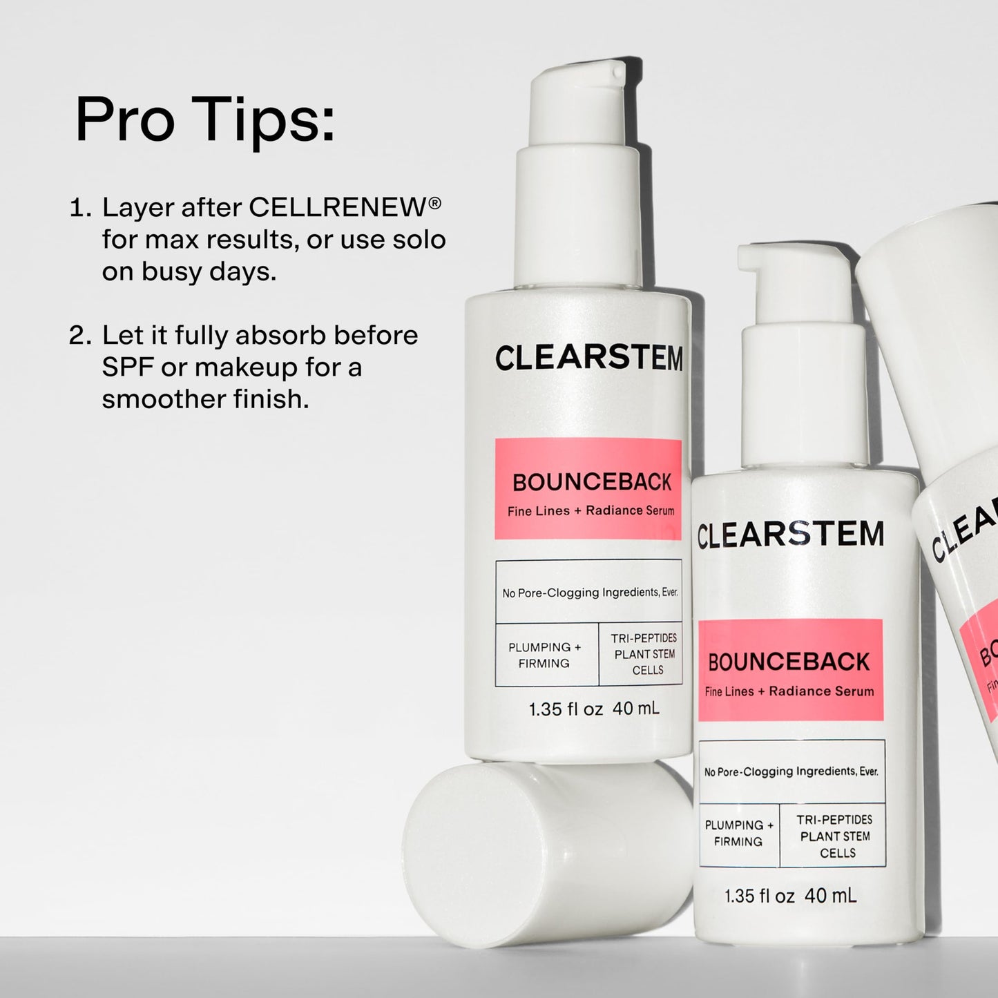 CLEARSTEM BOUNCEBACK Radiant Facial Serum - Peptide Serum for Hydration & Smooth-Looking Skin with Tri-Peptides and Mango Fruit Extracts - Lightweight Formula for Softer and Balanced-Looking Skin