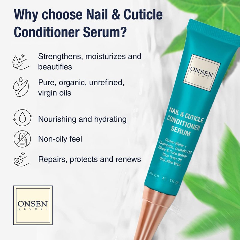 Onsen Secret Nail Reboot Duo - Treatment for Damaged Nails - Natural Nail Care & Cuticle Repair - Visible Results For Perfect Nails, Cuticle Conditioner Cream 30ml & Nail Reboot Oil 35ml