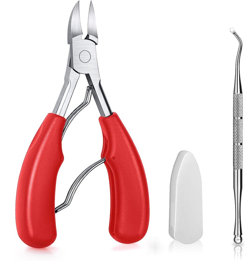 Aogeili Ingrown Toenail Clippers Kit, Professional Thick & Ingrown Toe Nail Clippers for Seniors Men & Women, Stainless Steel Super Sharp Curved Blade Pedicure Nipper with Ingrown Lifter Tool (Red)