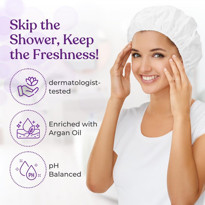LAVIVIO No Rinse Shampoo Caps – Waterless Hair Washing Shower Caps for Bedridden Patients, Elderly, Hospital Use – Disposable Rinseless Conditioning Bathing Supplies with Aloe Vera, Vitamins - 12 Pack