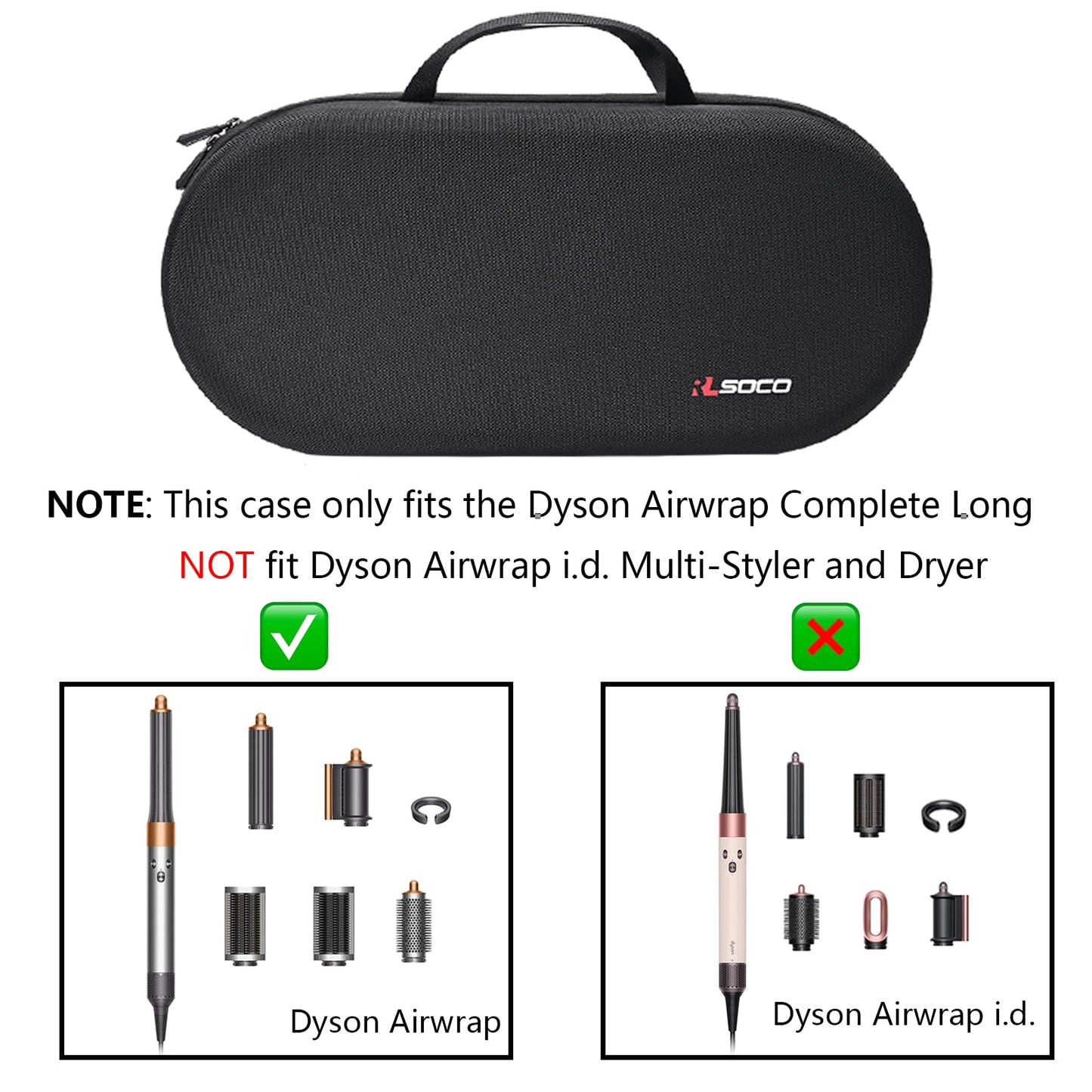 RLSOCO Travel Case for Dyson Airwrap Complete Long/Complete Styler HS08 HS05 HS01,NOT for Dyson Airwrap i.d. - Fits 4pcs Long Barrels or Short Barrels - Black (Case Only,Hair Styler is not Included)