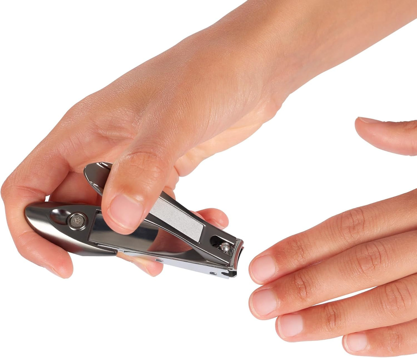 Nail Clippers with Catcher - Heavy Duty Stainless Steel Fingernail & Toe Nail Cutter | Ergonomic Handle & Curved Blades