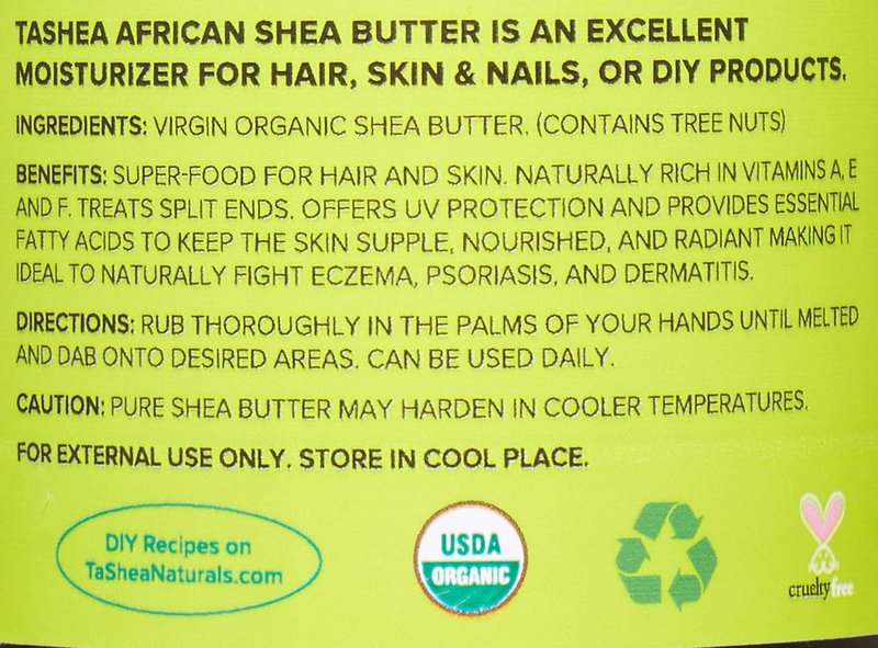 Organic Shea Butter by TaShea Naturals: Virgin Ivory (16oz) USDA Certified Shea Butter - Nourishing Healing Emollient for Hair, Skin and Nails or DIY products