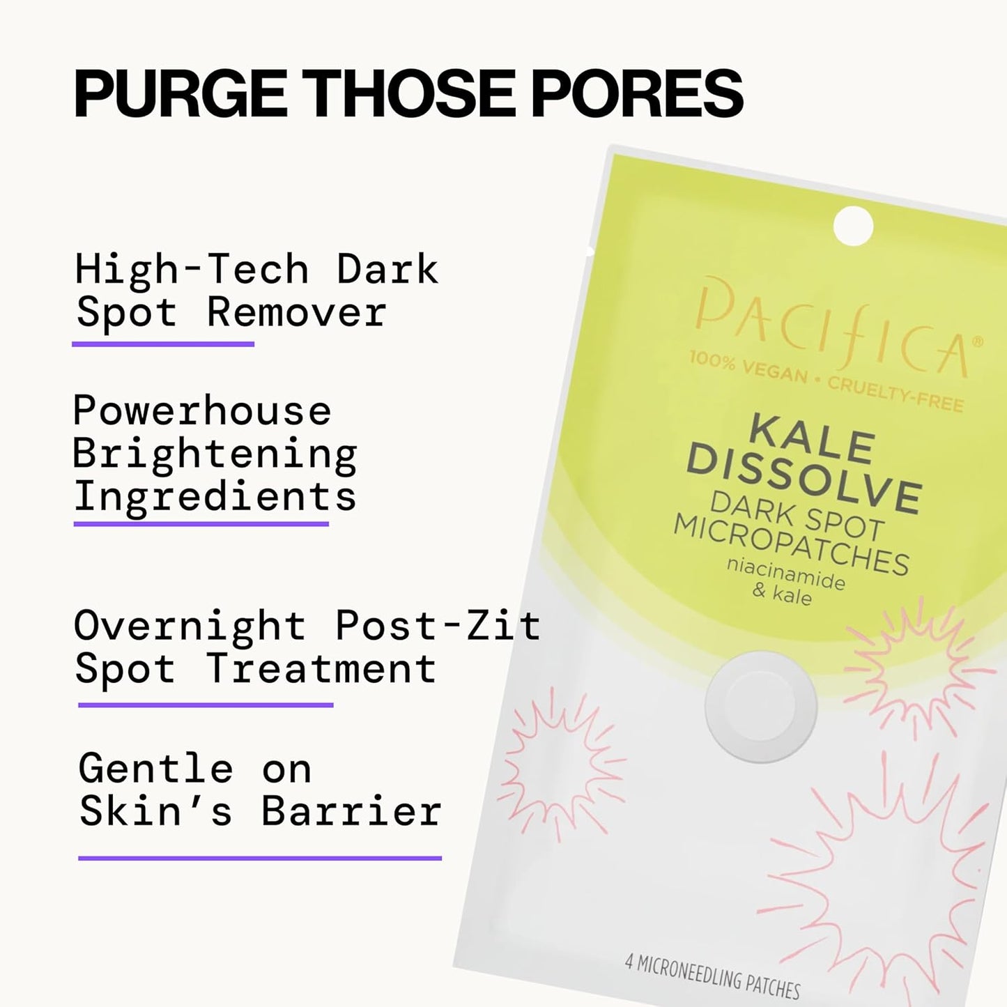Pacifica Dark Spot Dissolving Micropatches - Niacinamide Microneedling Dots for Post-Acne Marks | 12-Pack Brightening Treatment