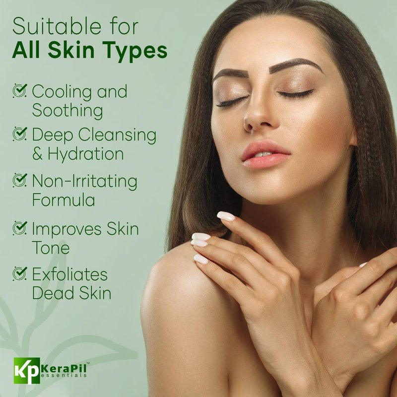 KERAPIL Exfoliating Body Wash with Salicylic Acid - No Dry Out, Gentle Exfoliates Rough and Bumpy Skin, Body Acne Wash, BHA & AHA - Cucumber and Mint Salicylic Acid Body Wash - (16 fl oz)