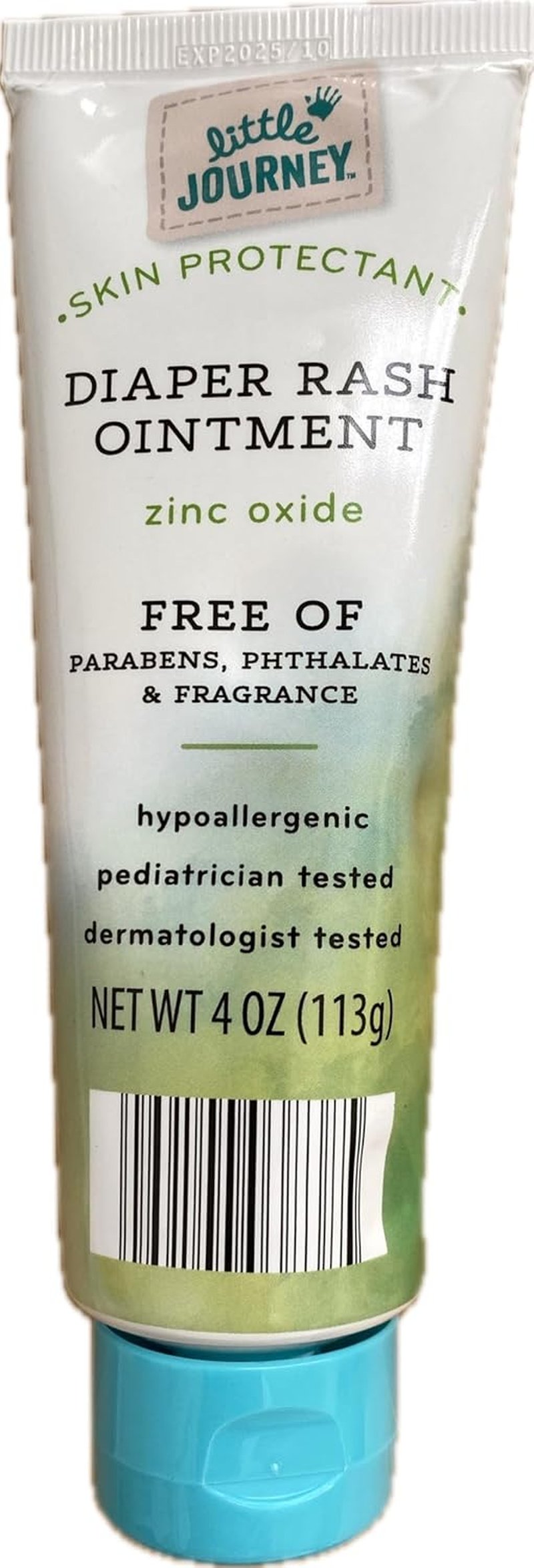 Diaper Rash Cream - Pediatrician Tested Skin Protectant with Zinc Oxide | Paraben & Fragrance-Free, 4 oz